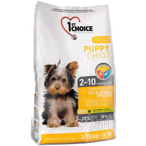 1st Choice (Фест Чойс) Puppy Toy and Small Breed — корм для цуценят міні та малих порід (курка) 2.72 кг