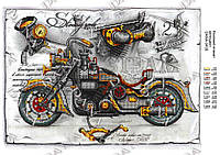 Схема на ткани для вышивки бисером DANA 3435 Эскизный плакат "Мотоцикл"