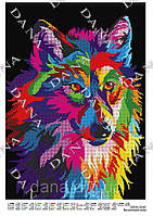 Схема на ткани для вышивки бисером DANA 3440 Красочный волк