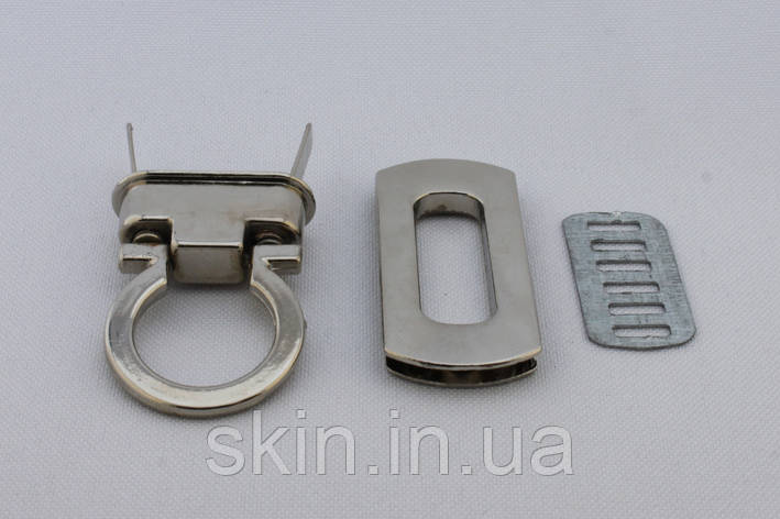 Замок поворотний для сумки, розмір - 41мм. * 19мм., колір - нікель, артикул СК 5129, фото 2