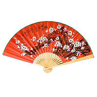 Настінний віял — сакура на червоному тлі 90х160 см