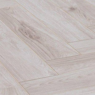 Ламінат Herringbone Дуб Міленіум білий 3516 "ялинка" вологостійкий 32 клас, 8мм товщина з фаскою