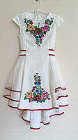 Сукня* модельна з вишивкою в українському стилі "Квітковий орнамент" колір молочний ріст 158 см