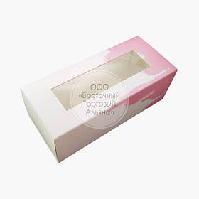 Упаковка для макаронс з прозорим віконцем - Рожева фарба - 140х60х50 мм