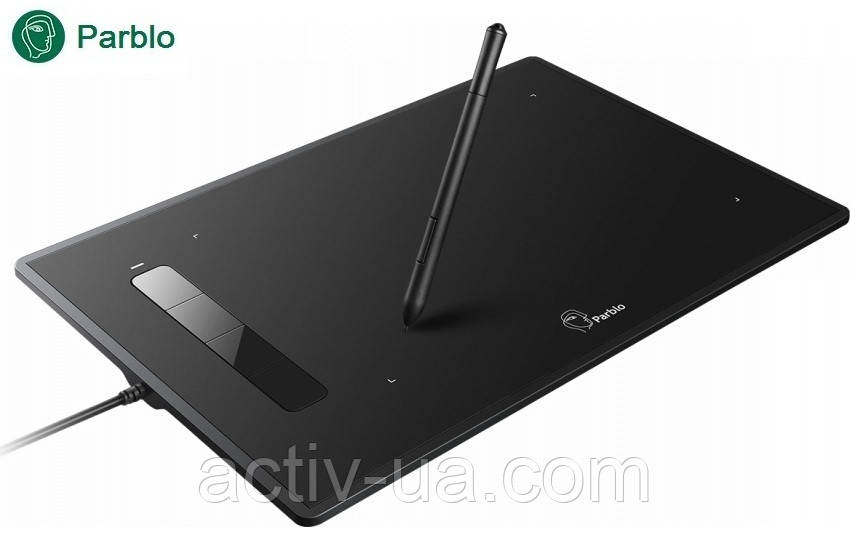 Планшет графічний Parblo Island A609, робоча поверхня 210*137мм, 4 експрес клавіш, пасивне перо
