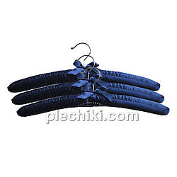 Вішаки м'які сатинові для делікатних речей синього кольору, 3 штуки