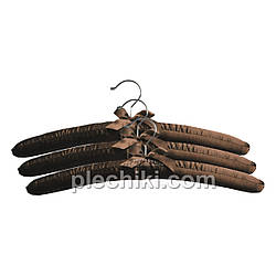 Плечики вішалки м'які сатинові для делікатних речей коричневого кольору, 3 штуки