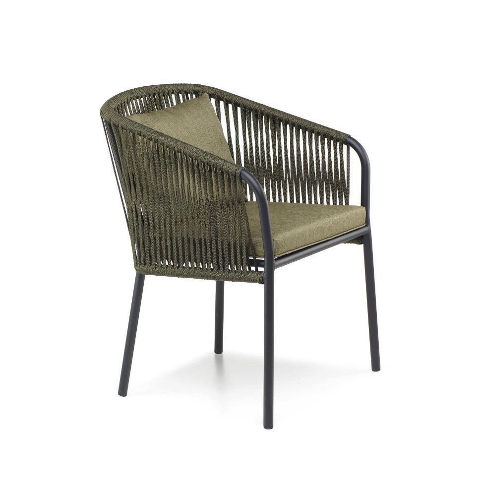 Стул обеденный Твист без текстиля каркас алюминий капроновый шнур L16 Хаки (Pradex ТМ)