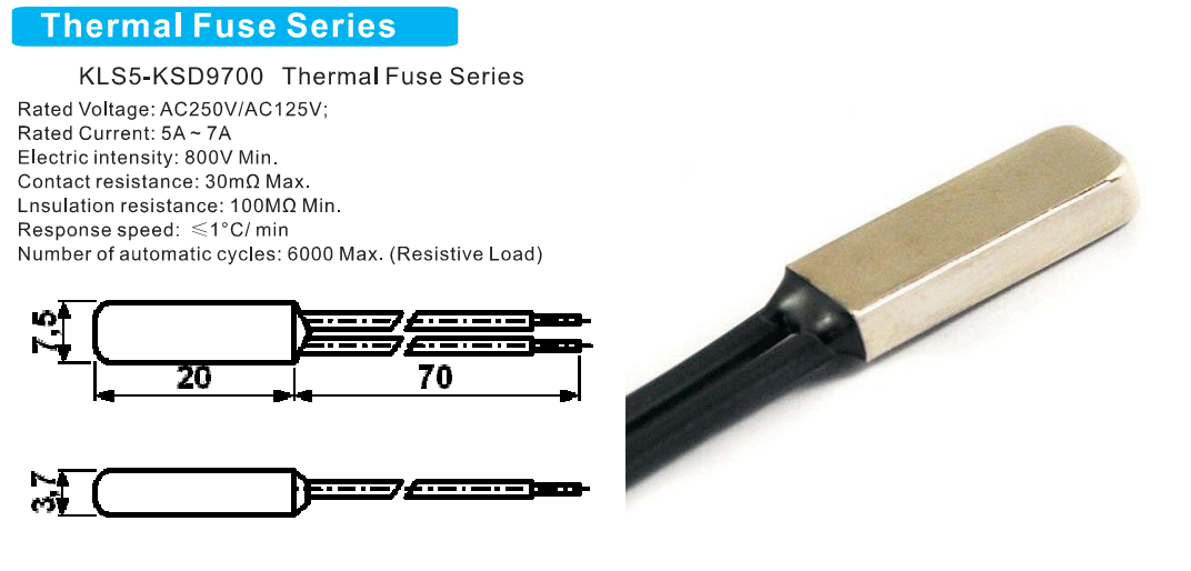 Термостат KLS5-KSD9700-5A60-BK (норм. разомкн.)