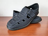 Мужские летние туфли темно синие прошитые (код 681)