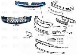 Бампер передній Chevrolet Cruze чорний (FPS)