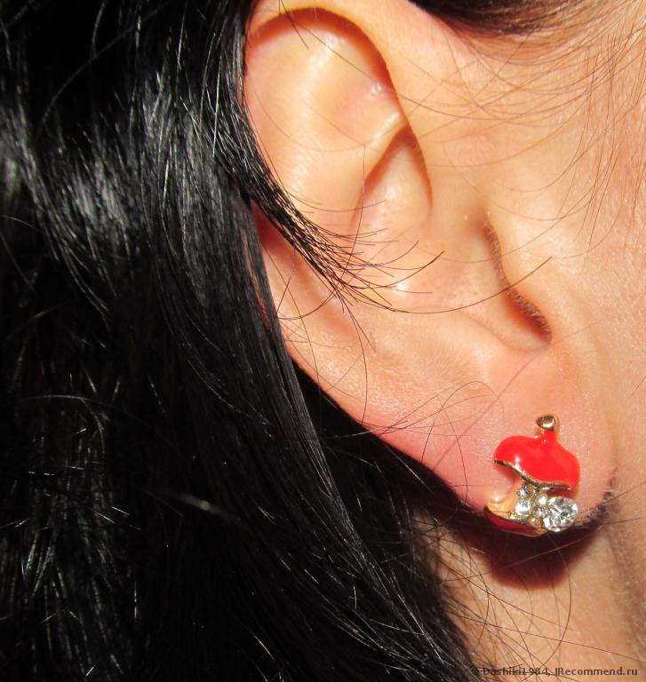 Сережки жіночі "Ябочки" — червоні, фото 1