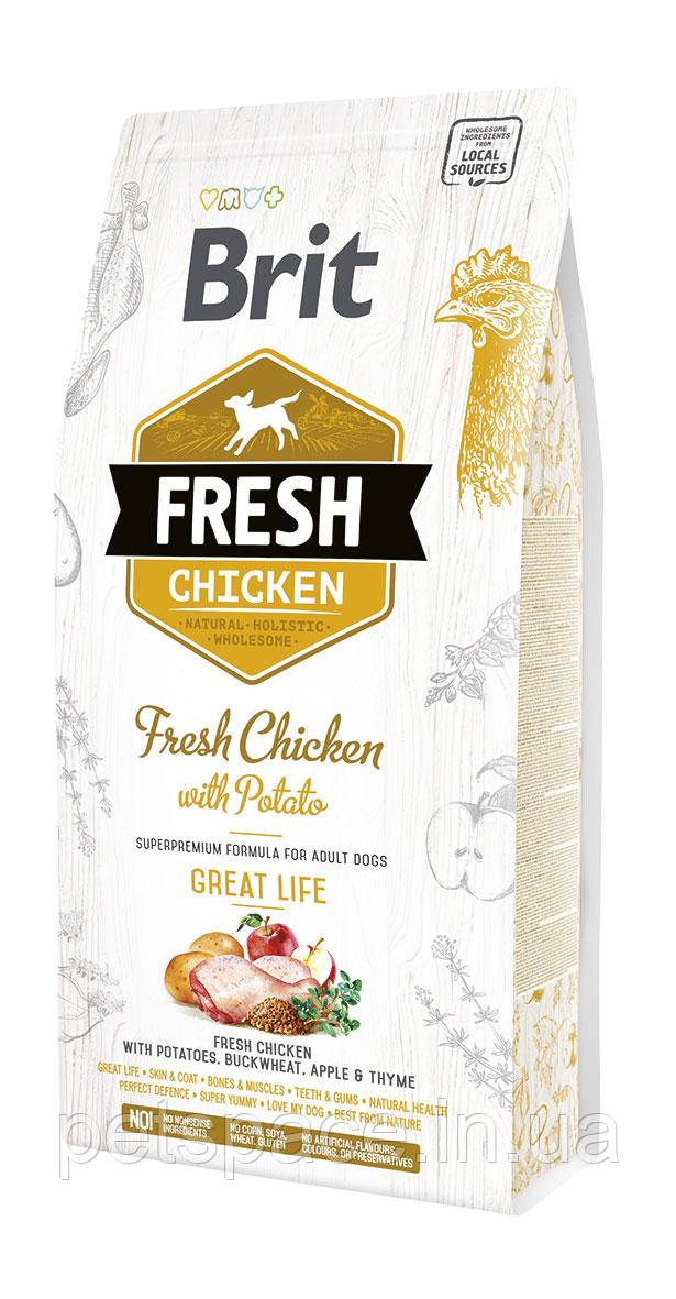 Корм для собак Brit Fresh Chicken Potato Adult (Бріт Фреш курка з картоплею), 2,5кг.