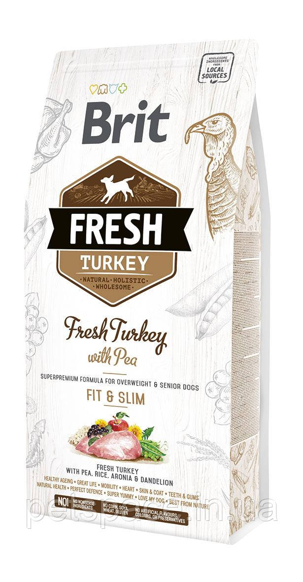 Корм Brit Fresh Turkey with Pea Adult Fit & Slim (Бріт Фреш для малоактивних собак з індичкою),2,5кг