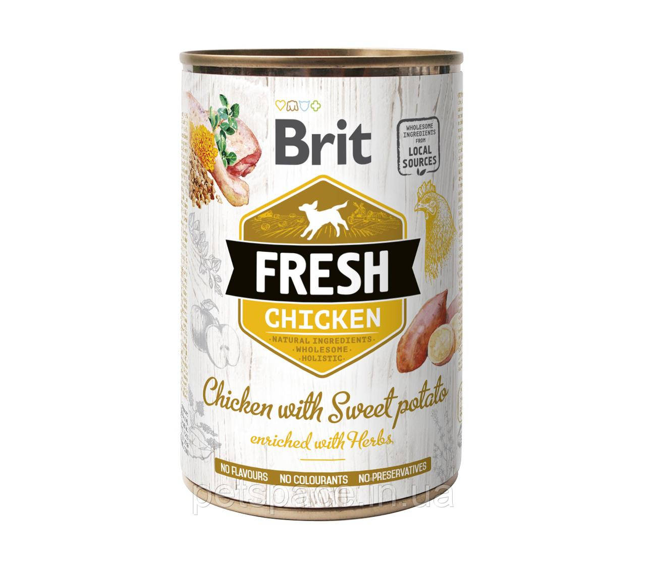 Консерва для собак Brit Fresh Chicken with Sweet Potato (Бріт Фреш курка із солодкою картоплею), 400