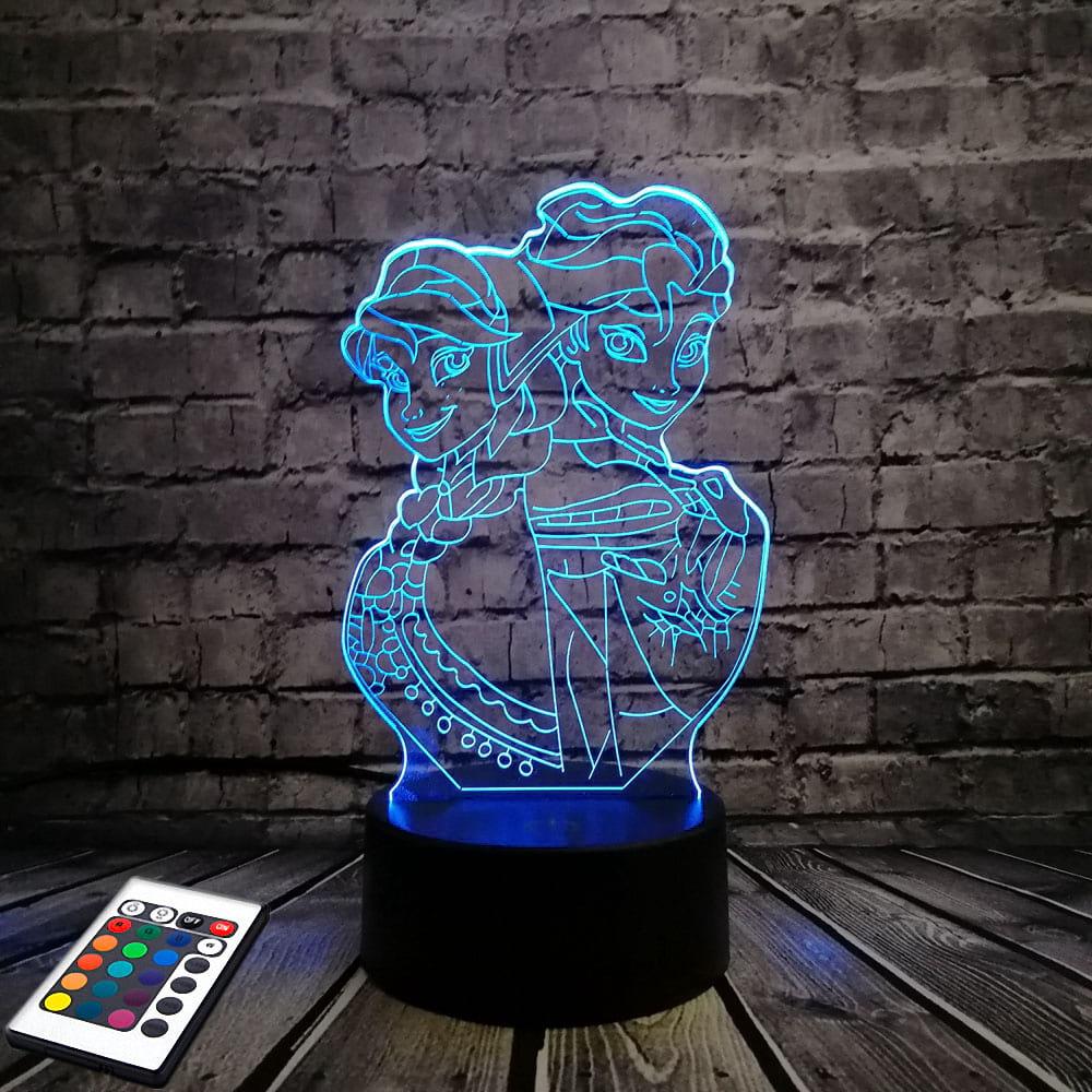 3D світильник з пультом і акумулятором 3D Lamp Холодне серце (LP-2673)