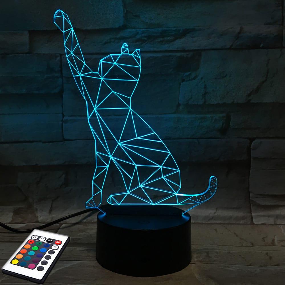 3D світильник з пультом і акумулятором 3D Lamp Кіт 2 (LP-2657)