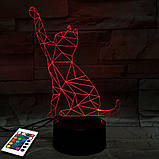 3D світильник з пультом і акумулятором 3D Lamp Кіт 2 (LP-2657), фото 2