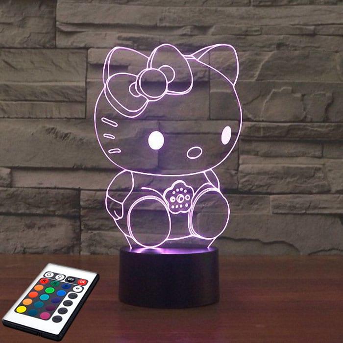 3D світильник з пультом і акумулятором 3D Lamp Hello Kitty (LP-2633)