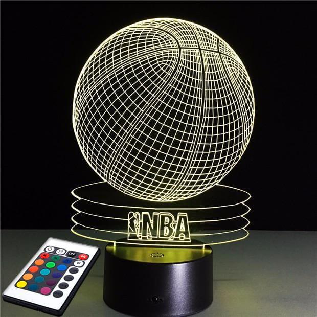 3D-світильник з пультом і акумулятором 3D Lamp Баскетбольний м'яч NBA (LP-2604), фото 1