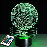 3D-світильник з пультом і акумулятором 3D Lamp Баскетбольний м'яч NBA (LP-2604), фото 2
