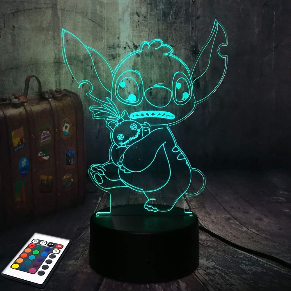 3D світильник з пультом і акумулятором 3D Lamp Стіч (LP-2544)