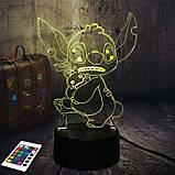 3D світильник з пультом і акумулятором 3D Lamp Стіч (LP-2544), фото 3