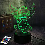 3D світильник з пультом і акумулятором 3D Lamp Стіч (LP-2544), фото 5