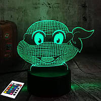 3D-світильник з пультом і акумулятором 3D Lamp Черепашка ніндзя (LP-2457)