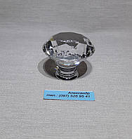 Ручка мебельная стекло  40мм хром з тріщинами