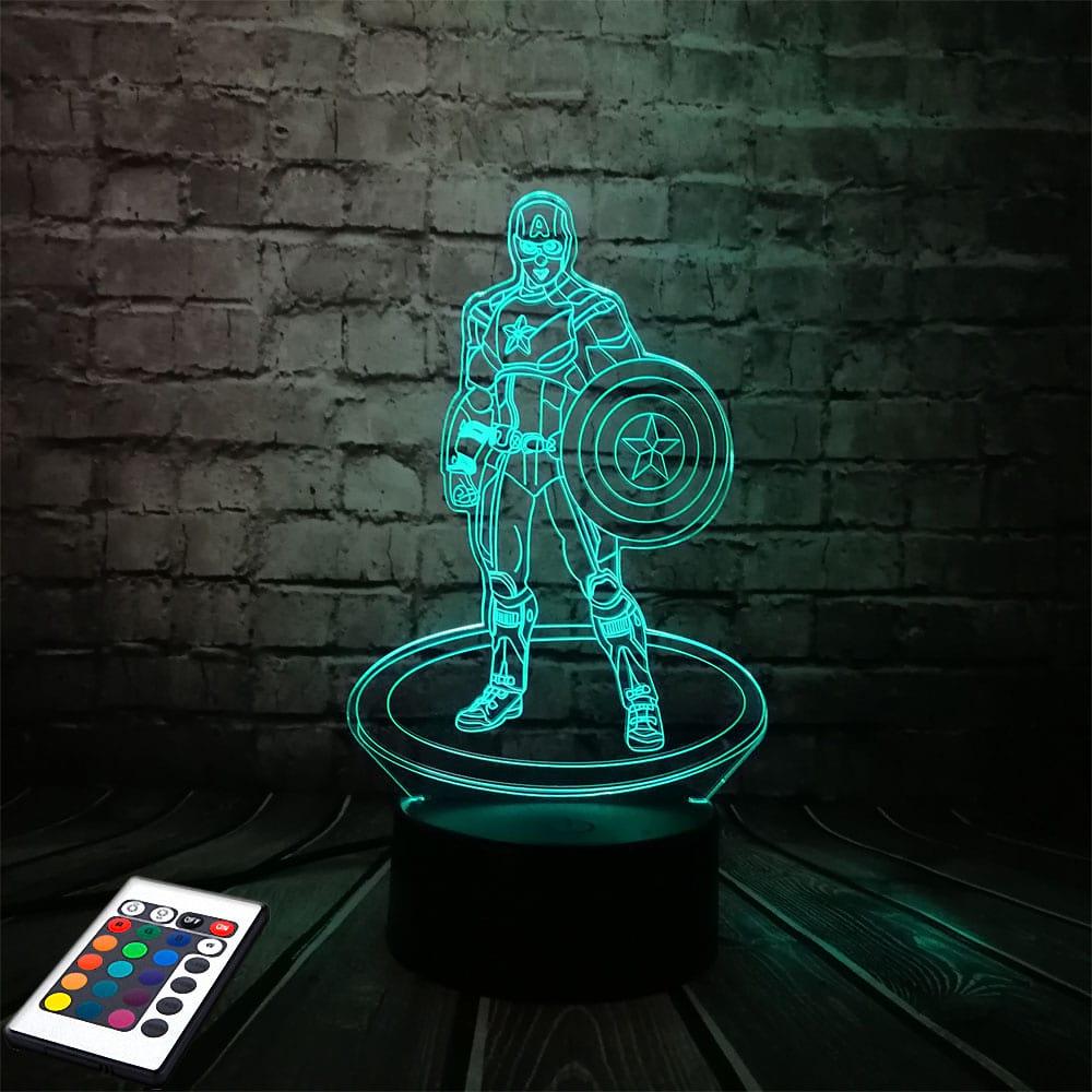 3D світильник з пультом і акумулятором 3D Lamp Капітан Америка (LP-2840)