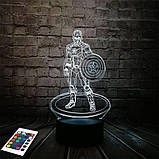 3D світильник з пультом і акумулятором 3D Lamp Капітан Америка (LP-2840), фото 3