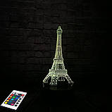 3D світильник з пультом і акумулятором 3D Lamp Ейфелева вежа (LP-2793), фото 4