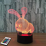 3D світильник з пультом і акумулятором 3D Lamp Заєць (LP-2770), фото 4