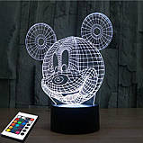 3D-світильник з пультом і акумулятором 3D Lamp Мікі Маус (LP-2754), фото 5