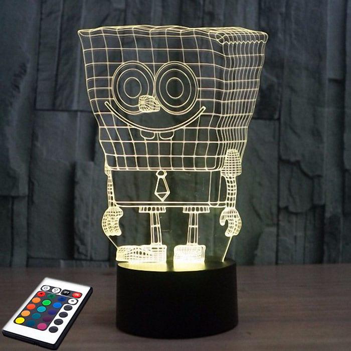 3D світильник з пультом і акумулятором 3D Lamp Губка Боб (LP-2746)