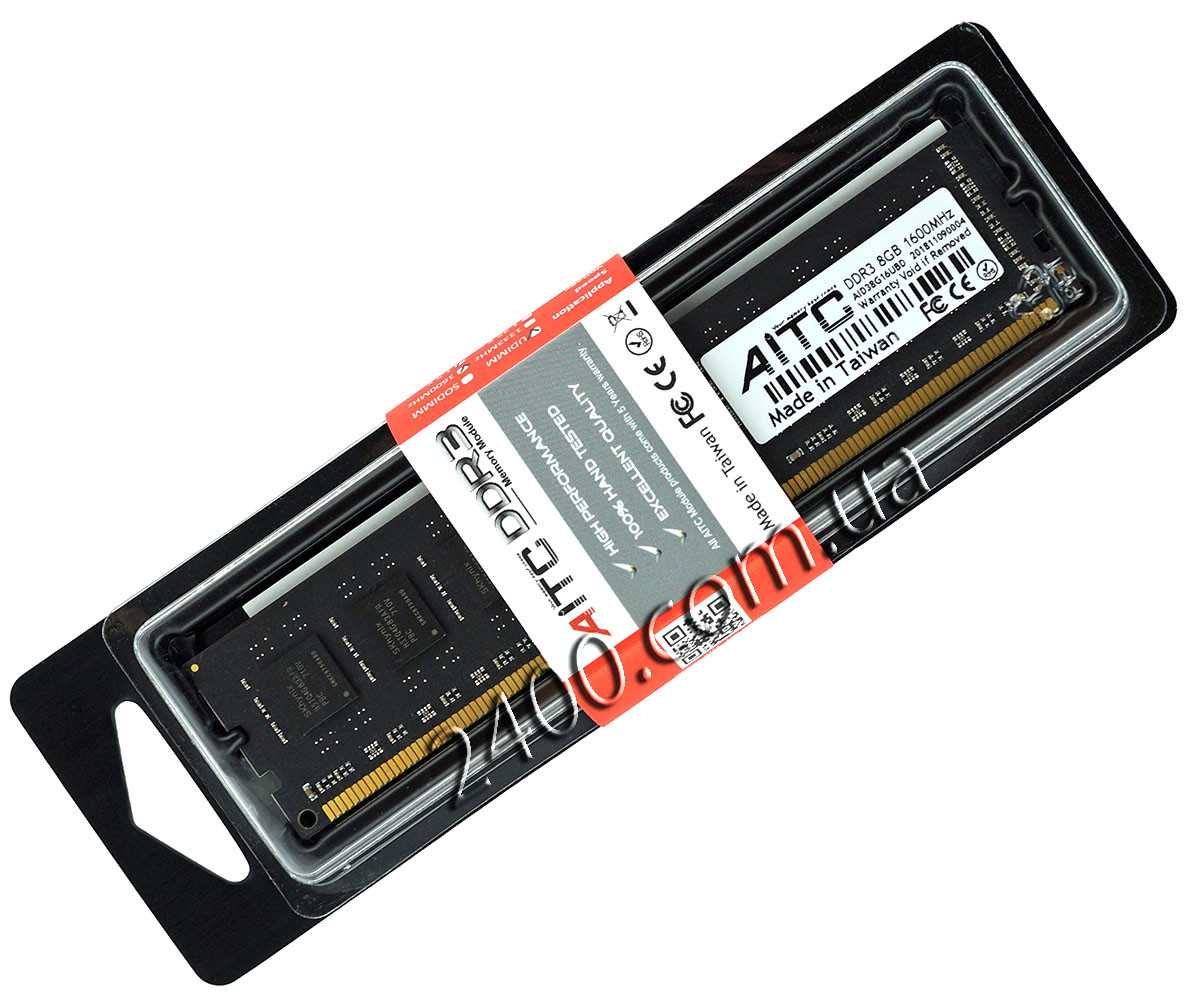 Пам'ять DDR3 8Gb 1600MHz оперативна універсальна PC3-12800 для INTEL і AMD AITC DDR3-1600 8192MB AID38G16UBD