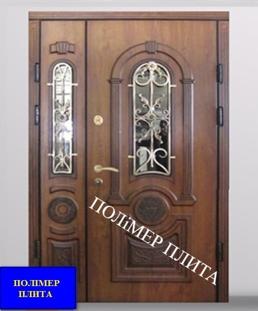 Двері вхідні 1200 з полімер плитою з ковкою