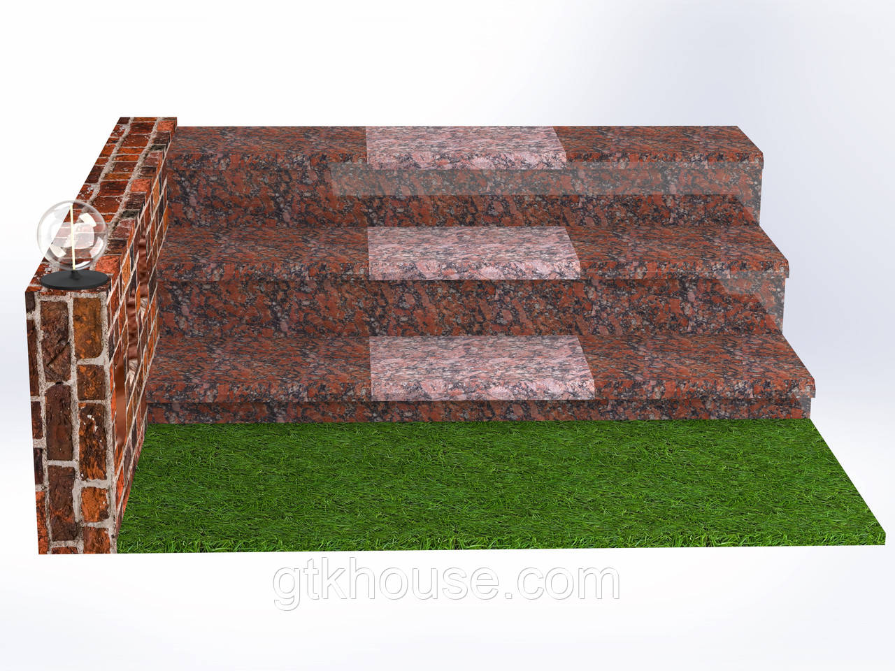 Плитка гранітна для ступенів Капустинська (Розмір - 300×400×30), фото 1