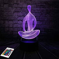 3D світильник з пультом і акумулятором 3D Lamp Йога (LP-3000)