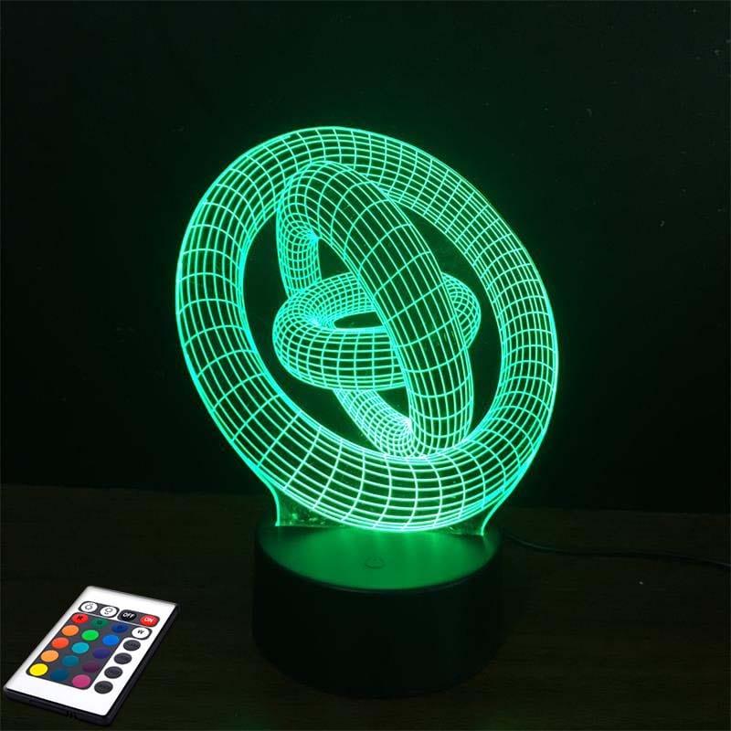 3D світильник з пультом і акумулятором 3D Lamp Абстракція Кільця (LP-2992)