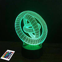 3D світильник з пультом і акумулятором 3D Lamp Абстракція Кільця (LP-2992)