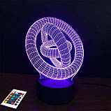 3D світильник з пультом і акумулятором 3D Lamp Абстракція Кільця (LP-2992), фото 3