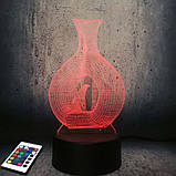 3D-світильник з пультом і акумулятором 3D Lamp Птах (LP-2968), фото 2