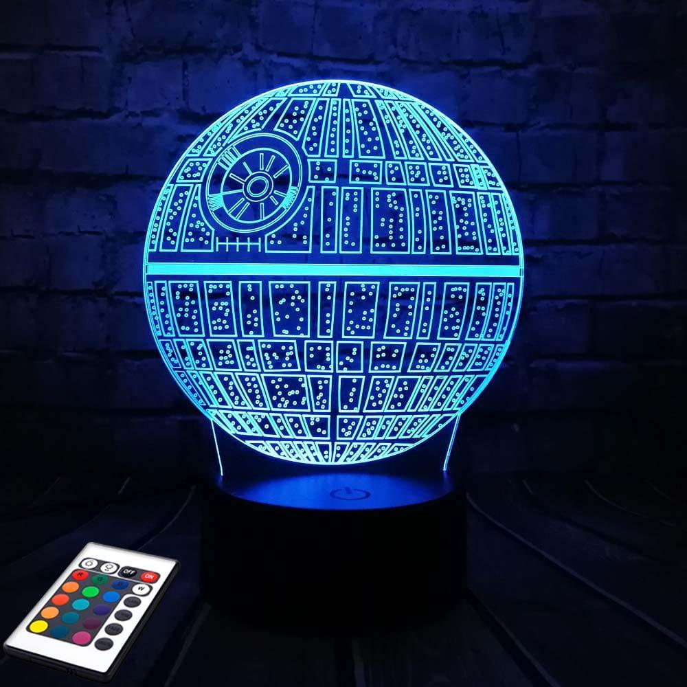 3D світильник з пультом і акумулятором 3D Lamp Зірка смерті (LP-2936)