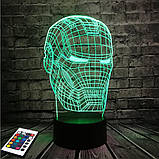 3D-світильник з пультом і акумулятором 3D Lamp Залізна людина (LP-59841), фото 2