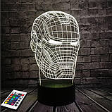 3D-світильник з пультом і акумулятором 3D Lamp Залізна людина (LP-59841), фото 5