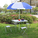 Набір меблів для кемпінгу, пікніка, риболовлі. Складаний стіл + 4 стільчики з отвором для парасольки, фото 5