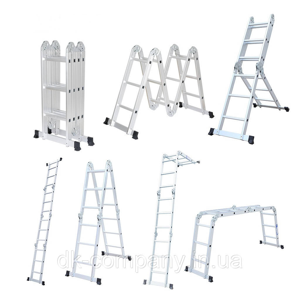 Драбина алюмінієва трансформер Strong Lock 4*4 сходинки, фото 1