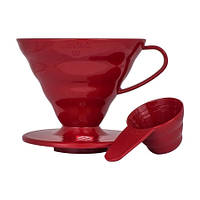 Пуровер из пищевого пластика Hario V60-02 Plastic Dripper Red